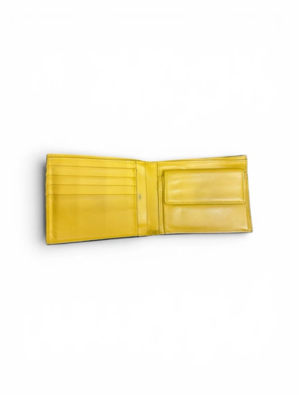 Fendi Roma Logo Black & Yellow Leather Bifold Wallet